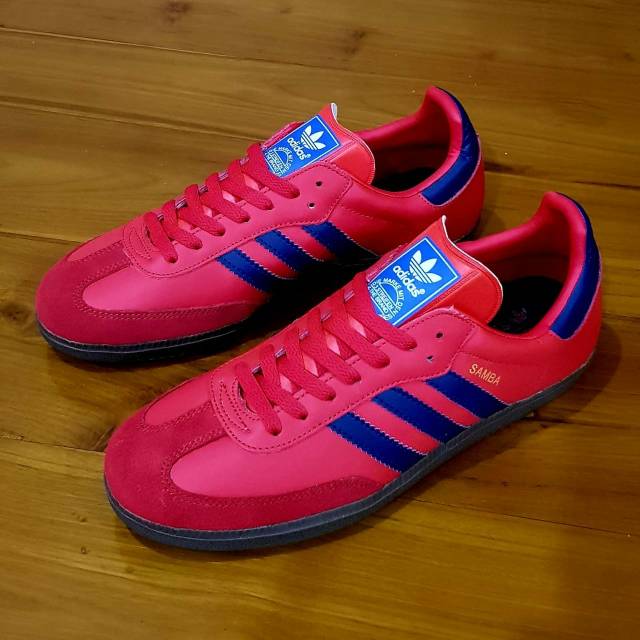 Sepatu Adidas Samba Pink Blue Biru Original