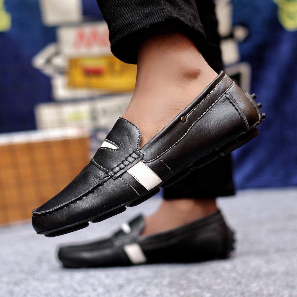 ENOZ X SIMAO - Sepatu Formal Slop Pria Kulit Asli Original Slip On Kasual Kerja Cowok Men ORI