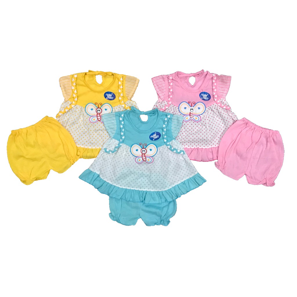 BAYIe - Setelan Baju bayi Perempuan motif KUPU PLANET KIDS usia 0 - 12 bulan / Pakaian anak Cewek