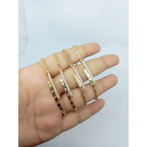 GELANG PERAK ASLI LAPIS EMAS 925/GELANG NORI PENANG PAKU CART*R MATA PUTIH/GELANG ASLI SILVER/GELANG FASHION