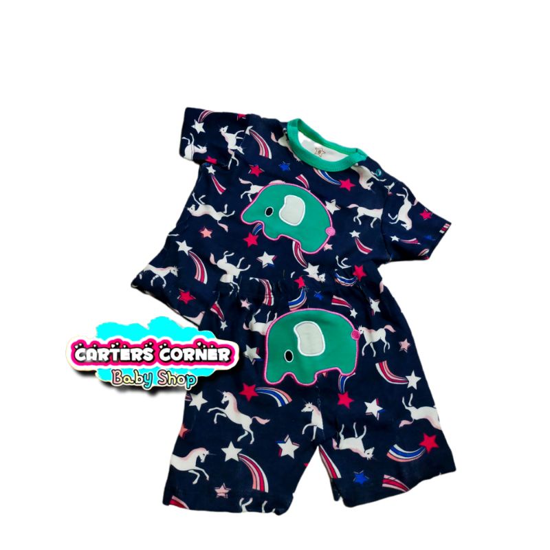 BLUEFLY SIZE 3- 24 M ISI 2 SET SETELAN BAJU BAYI TANGAN PENDEK + CELANA PENDEK/ 2 SET SETELAN BAJU BAYI TANGAN KUTUNG + CELANA PENDEK BLUEFLY SETELAN OBLONG SINGLET KUTUNG