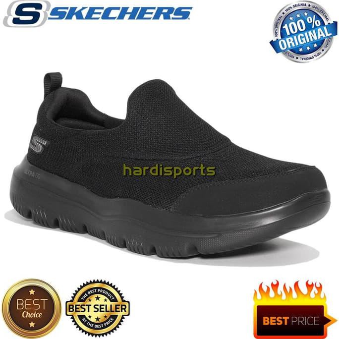 Pengiriman Cepat Sepatu Sneaker Slip On Pria Skechers Go Walk 54730-BBK Black ORIGINAL - 39.5 PROMO