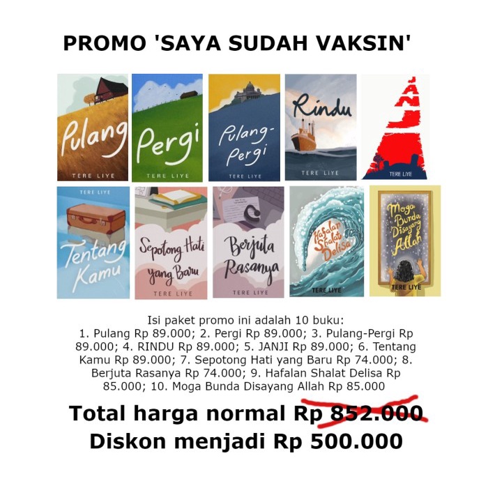 

DISKON SPESIAL PROMO PAKET BUKU 'SAYA SUDAH VAKSIN' TERBARU