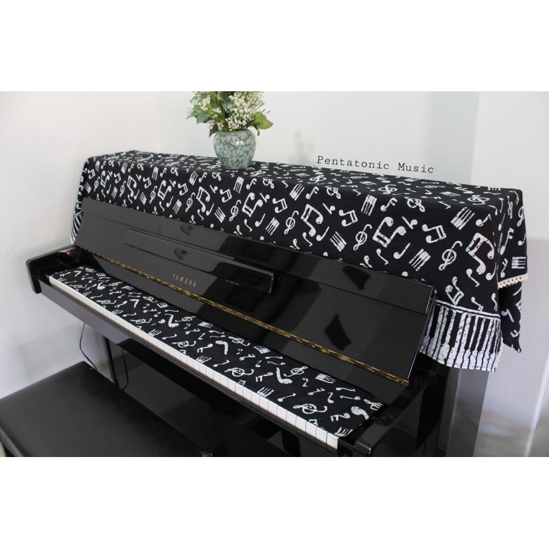 Piano cover batik / Set Penutup Piano tuts cover / Sarung Piano motif musik