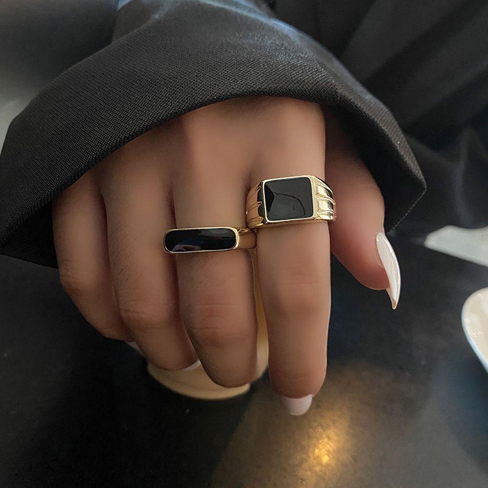 Mxbeauty Wanita Pembukaan Cincin Hadiah Elegan Menetes Minyak Untuk Perempuan Square Adjustable Finger Jewelry