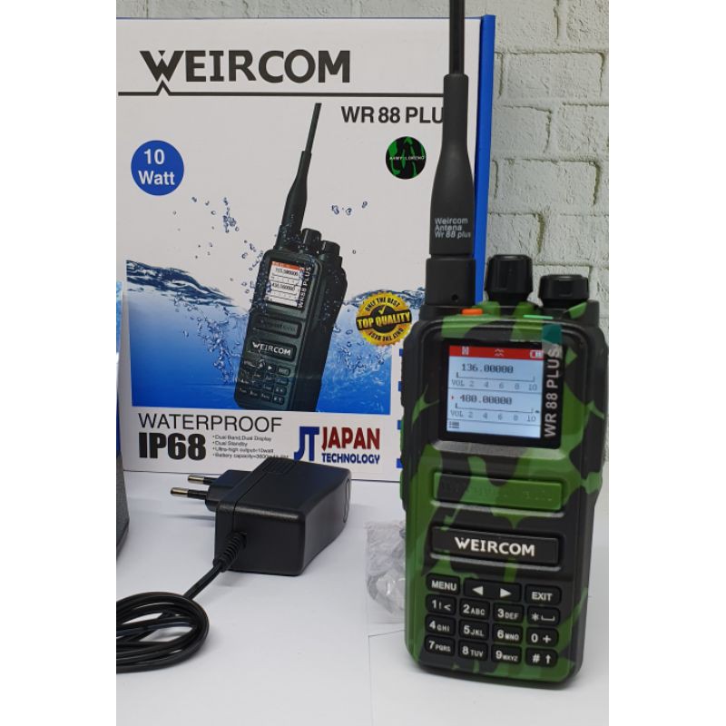 HT WEIRCOM WR 88 PLUS 10 WATT IP 68 ALTERNATIF ALINCO CRX5 WARNA ARMY LORENG WATERPROOF