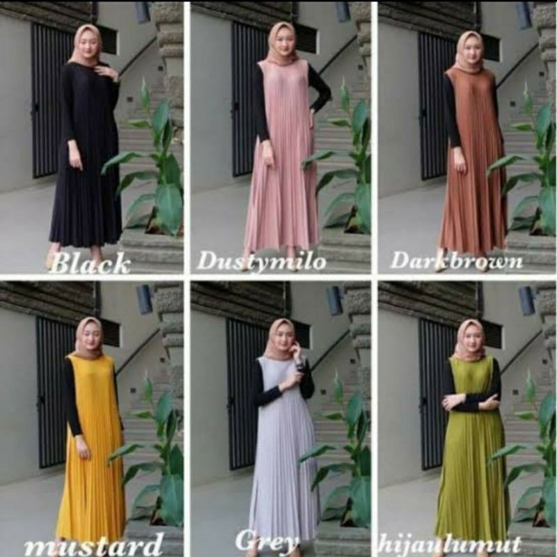 Gamis Plisket tanpa lengan