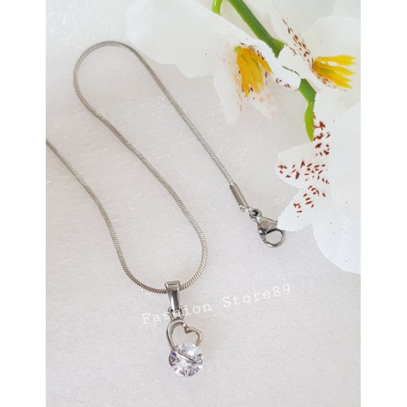 ready Kalung Love simple import titanium bestquality emas silver Antikarat Selamanya bestquality