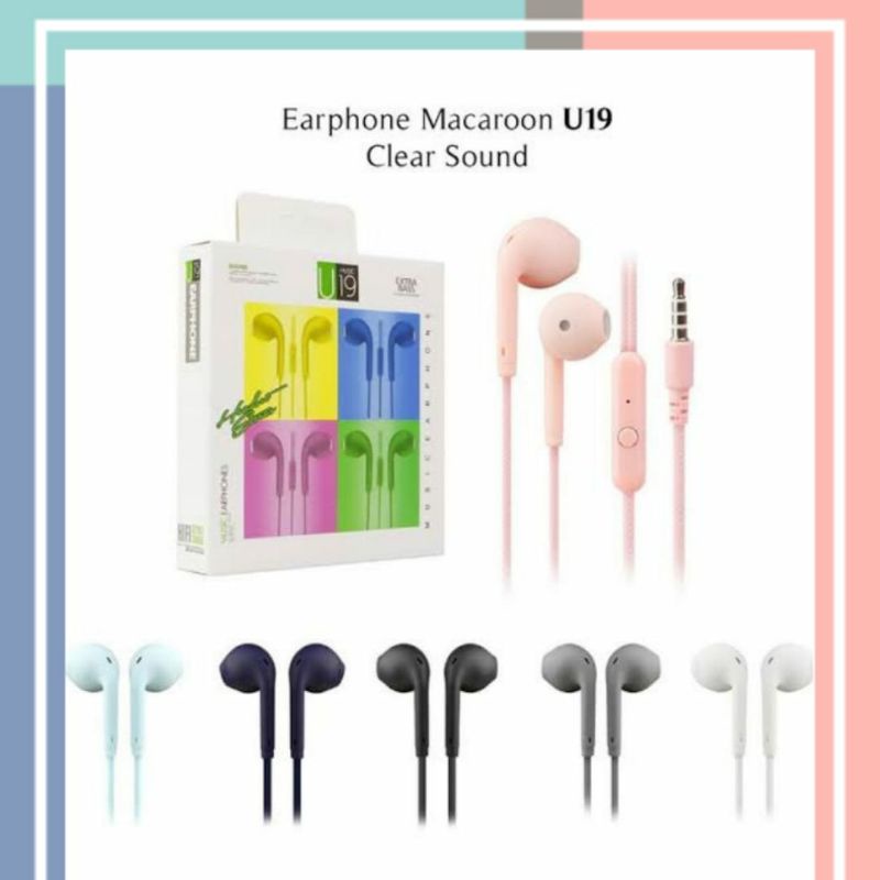 ASL HEADSET - EARPHONE U-19 EXTRA BASS - MACARON