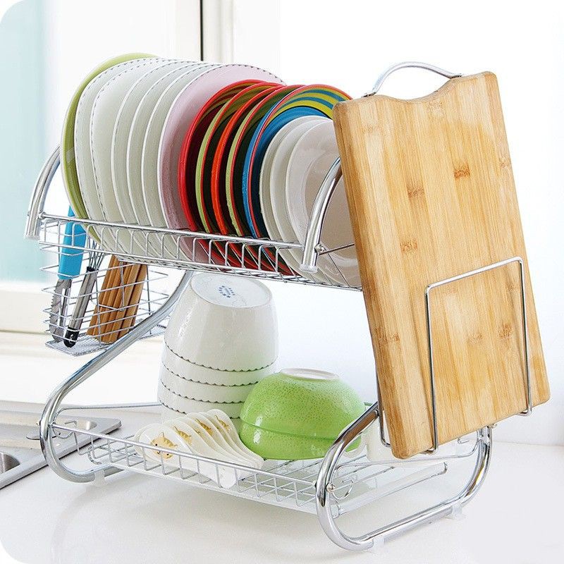 RAK PIRING 2 TINGKAT STAINLESS STEELRak Peralatan Dapur Import Murah Anti Karat