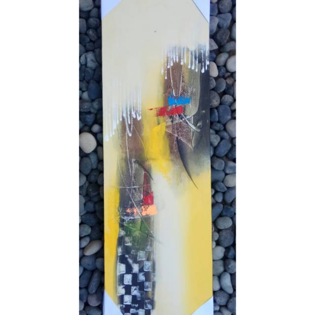 Lukisan Abstrak Corak Bali minimalis Kuning