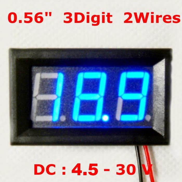 Voltmeter dIGITAL Plus Panel Plus Frame 0.56&quot; 4.5-30V Biru