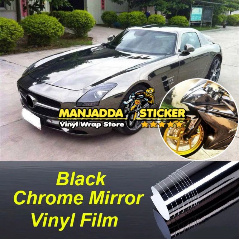 Stiker skotlet motor hitam chrome Super Glossy