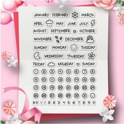 Clear Stamp (Stempel Transparan/Bening) - Number and Month in 1Year