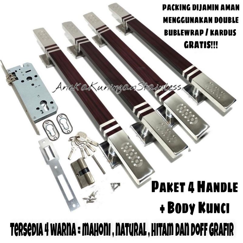 Paket Handle pintu rumah 45cm dan 33cm body kunci pelor murah minimalis Tarikan pintu  Gagang pintu rumah stainless hendel handel pintu rumah