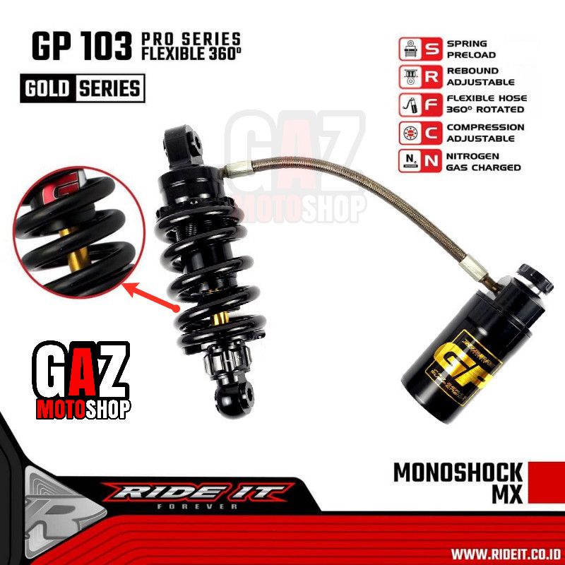 Monoshock JUPITER MX Tabung Pisah Ride It GP 103 MX New, Old Mono Shock MX King Klik 2 Fungsi