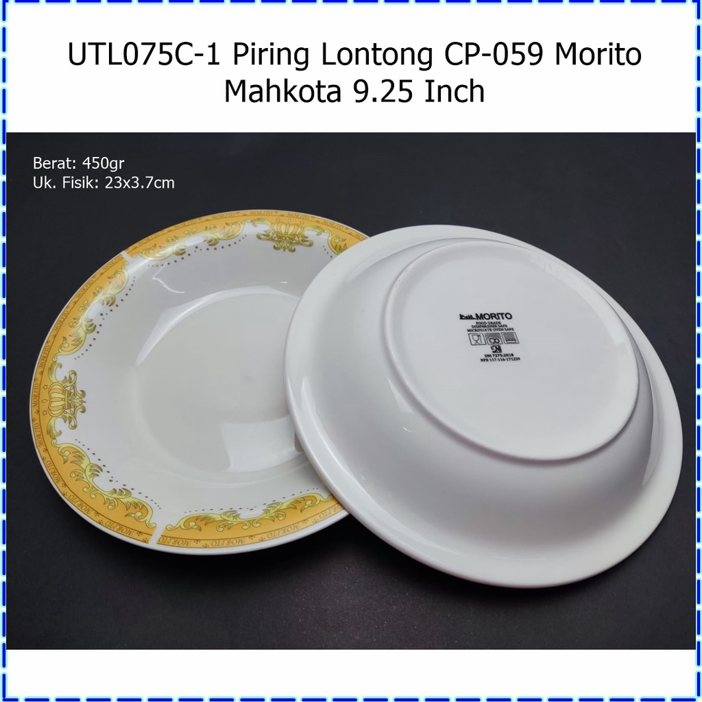 UTL075C-1 Piring Lontong Keramik OP-059 Mahkota 9.25 Inch Morito