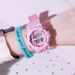 Jam Tangan Rubber Digital Sport Bulat Wanita Dan Pria Fashion Gaya Korea Import
