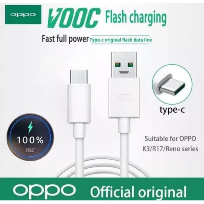CABLE KABEL CHARGER OPPO TYPE C ORIGINAL SUPPORT VOOC DAN FAST CHARGING