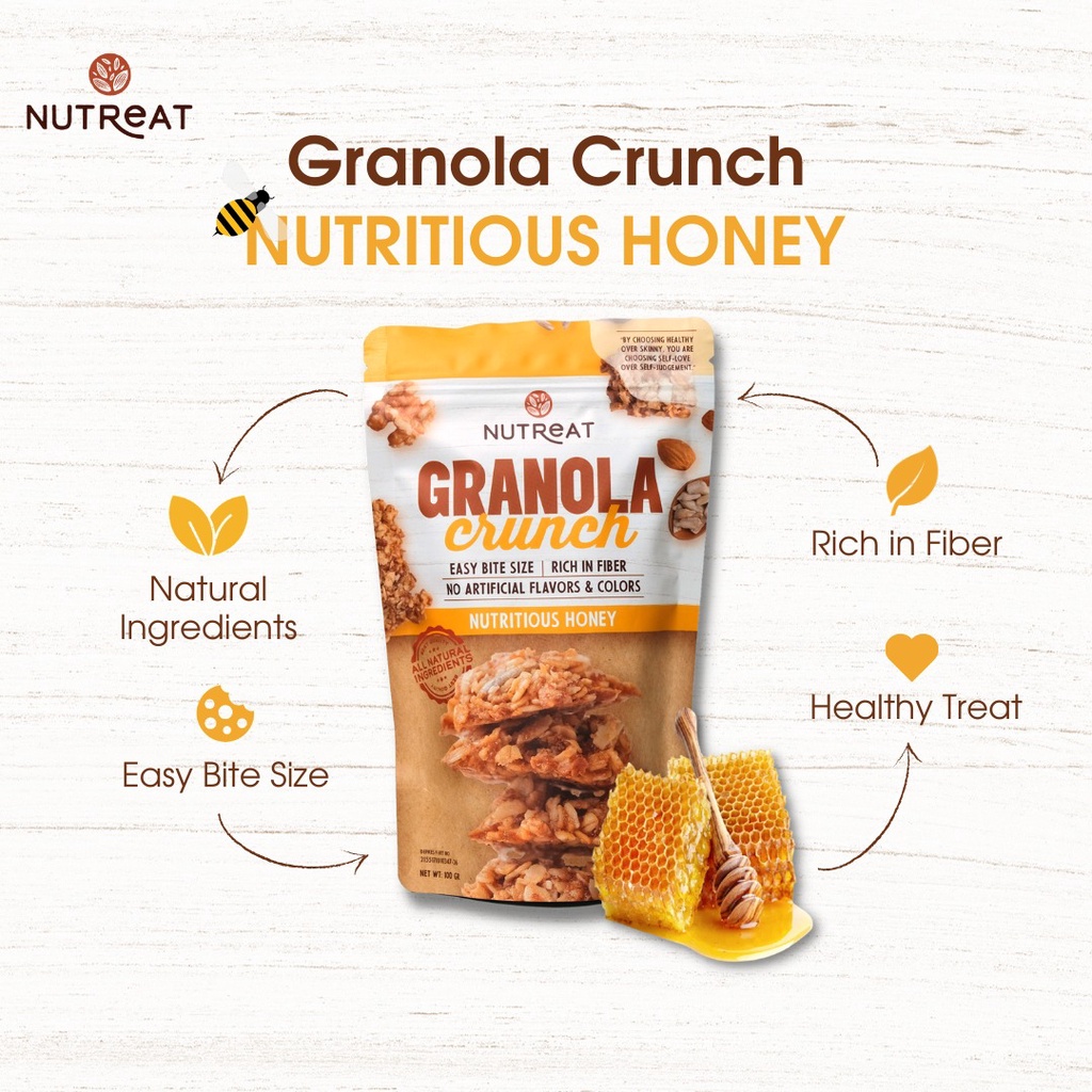 NUTREAT GRANOLA CRUNCH 100GR DARK CHOCOLATE HONEY | SNACK CEMILAN SEHAT