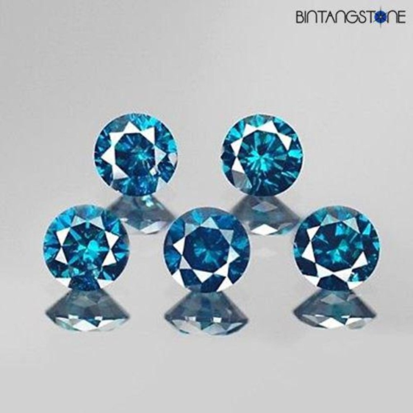 Blue Diamond Isi 5 Pcs 1.2  mm Clarity VVS-VS-SI Natural Berlian Tabur Biru Eropa Africa Asli