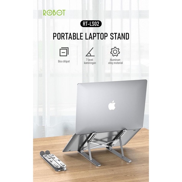 Robot RT-LS02 Aluminum Foldable Laptop / Macbook Pro Cooling Stand - Garansi Resmi 1 Tahun