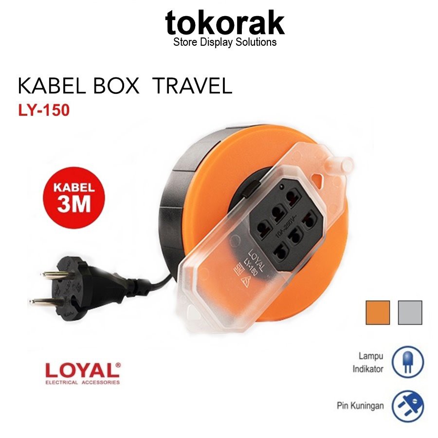 KABEL ROLL BOX TRAVEL 3 METER LY-150 - KABEL BOX ROLL LOYAL 3 LUBANG