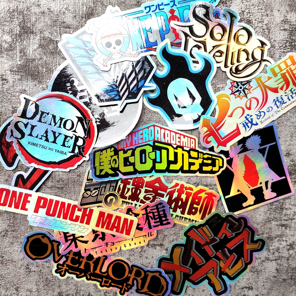 

Stiker Logo anime demon slayer one piece attack black clover / STIKER PACK