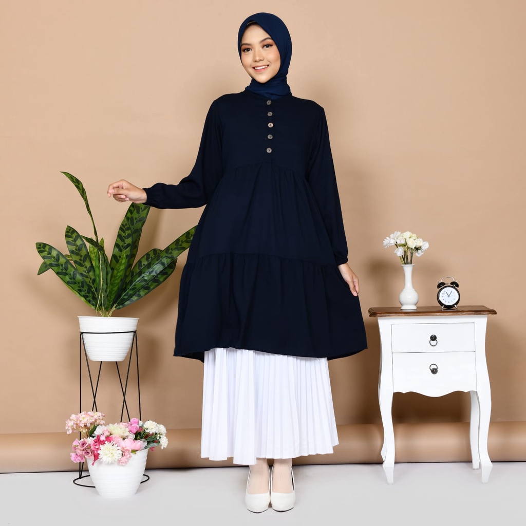 Nayla Tunik Atasan Muslim Wanita Bahan Premium Tunik Basic Tunik Polos Simple Tunik Kasual Untuk Wanita Baju Panjang Wanita