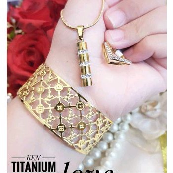 Titanium Set Perhiasan Wanita Gelang Kalung Cincin 289227