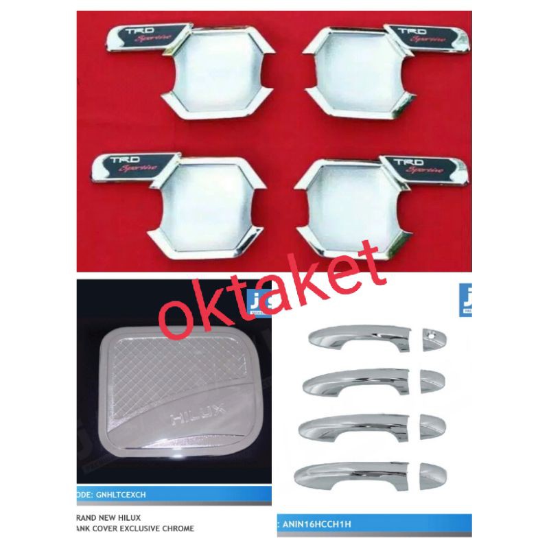 paket outer handle tank hilux hitam chrome jsl