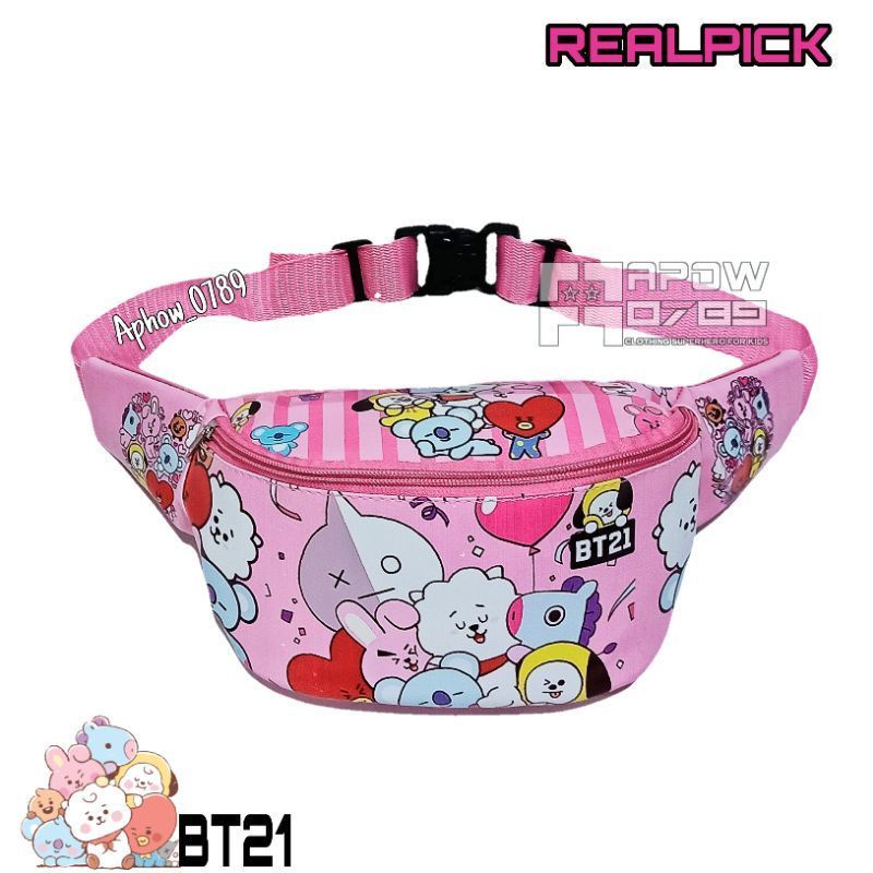 {BISA COD } Tas selempang Waist bag Anak Perempuan BT21//Free Topi Buckets