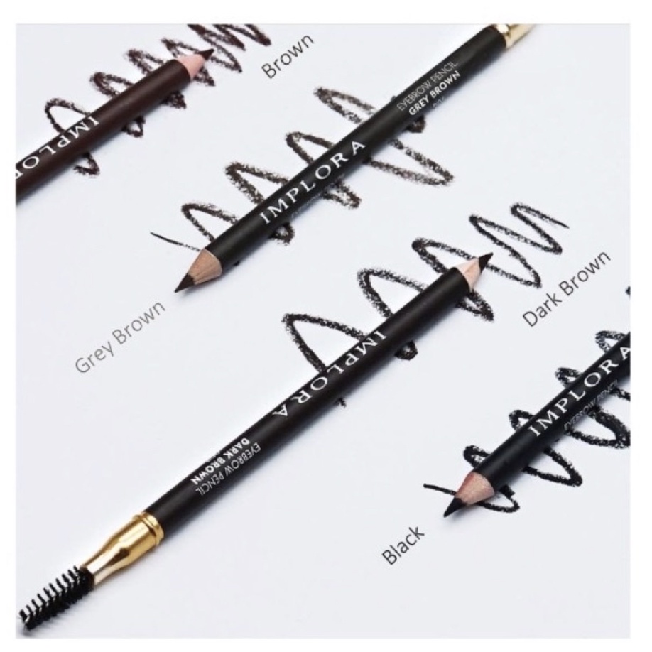 ORIGINAL Pensil Alis IMPLORA EYEBROW PENCIL 2 in 1 Soft Eye Brow