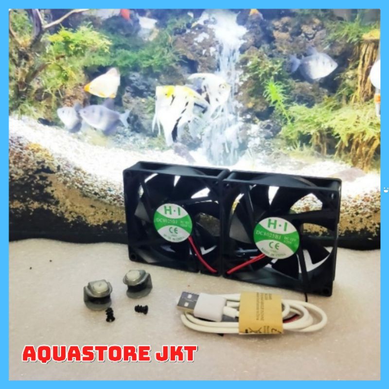 KIPAS AQUARIUM AQUASCAPE DOUBLE FAN USB (TANPA ADAPTOR)