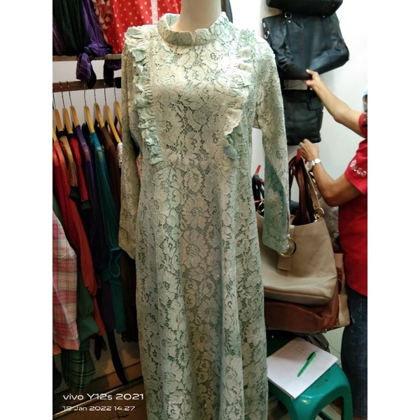 Gamis wanita  brukat rempel dada