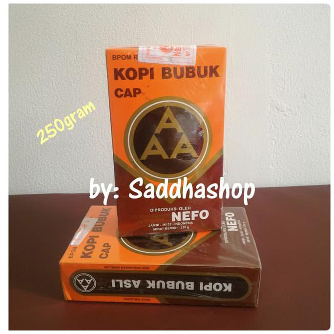 

Kopi Murni Bubuk Hitam Excelsa Nikmat Asli Cap AAA Nefo Jambi 250gram