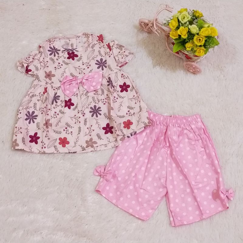 Setelan Sabrina Bunga Celana soft cotton umur 1-12 Bulan