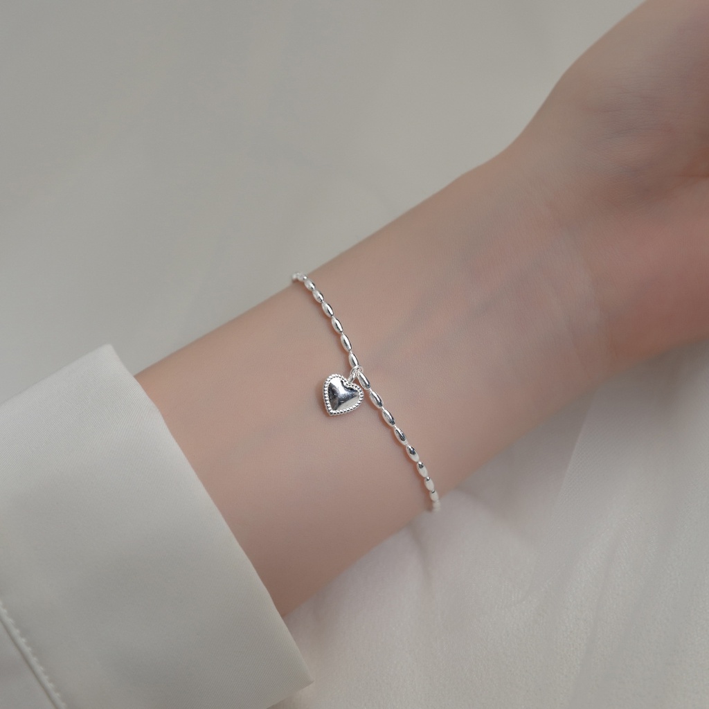 YEEZII Gelang Rantai Choker Liontin Hati Warna Silver Gaya Retro Korea Untuk Wanita