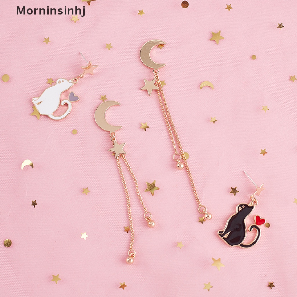 Anting pejantan bintang dalikaornin dessysymmetric moon anting kucing lucu perhiasan aksesoris id