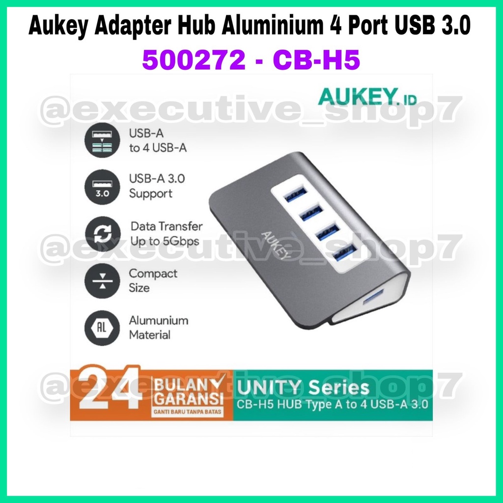 Aukey Adapter Hub Aluminium 4 Port USB 3.0 - 500272