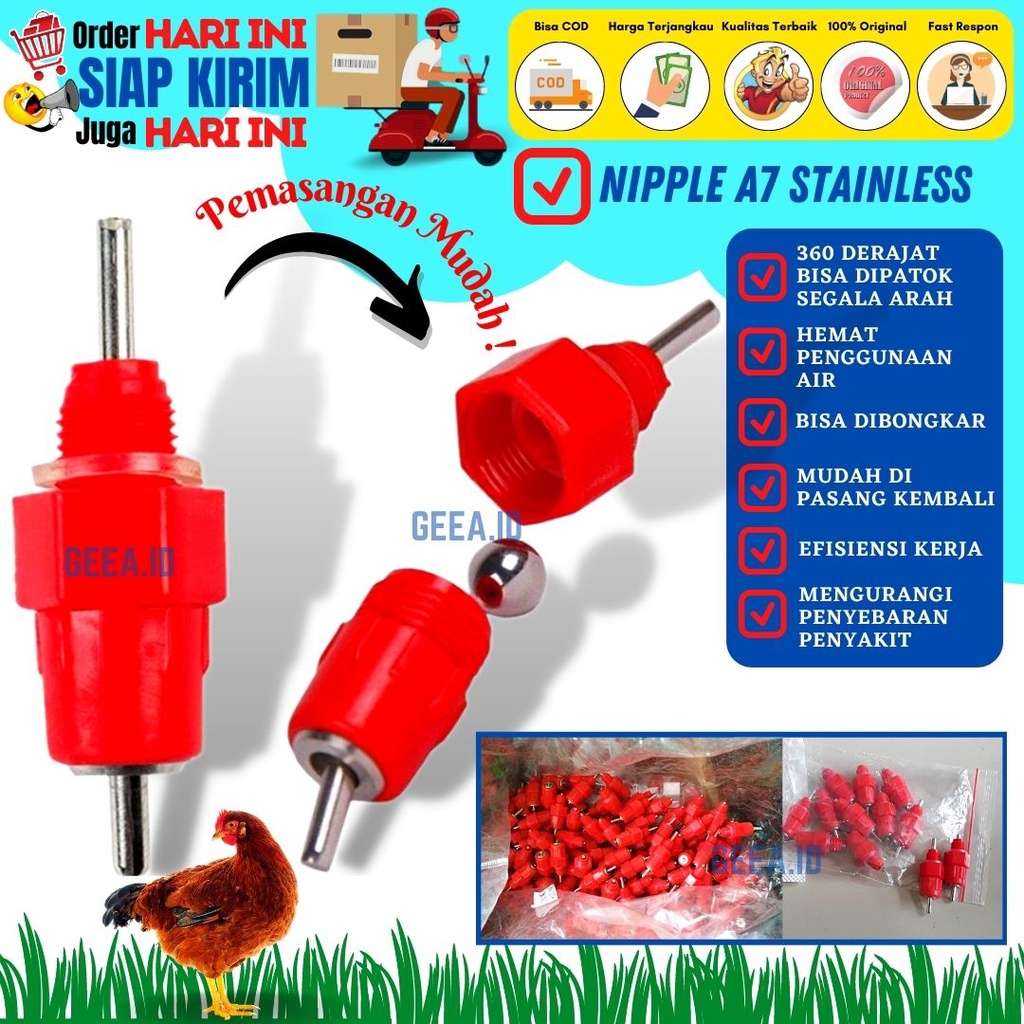 Nipple Ayam Petelur A7 Alat Tempat Botol Minum Ayam - GEEA.ID