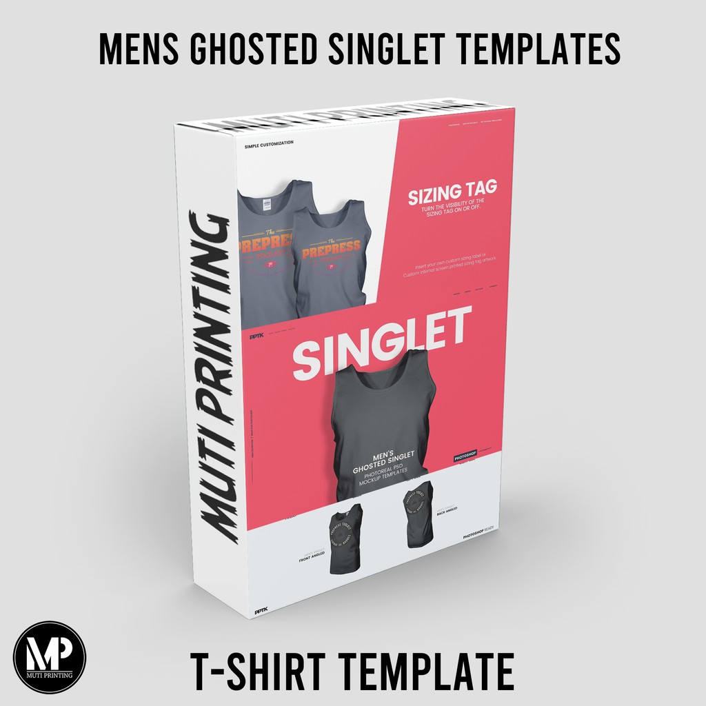 Mens Ghosted Singlet Templates - Adobe Photoshop