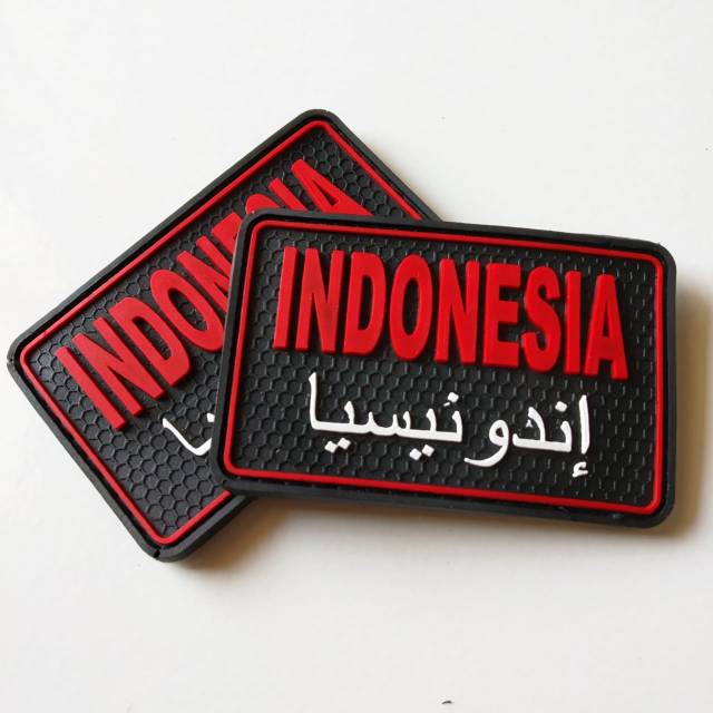 Patch rubber TULISAN INDONESIA ARAB/tempelan karet emblem velcro