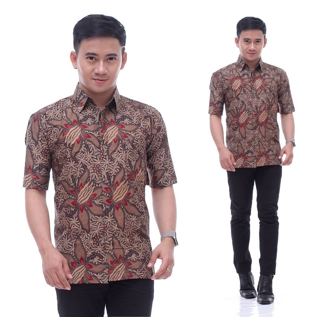 Baju Batik Pria Lengan Pendek/Batik Pria Premium/Seragam Batik Kantoran