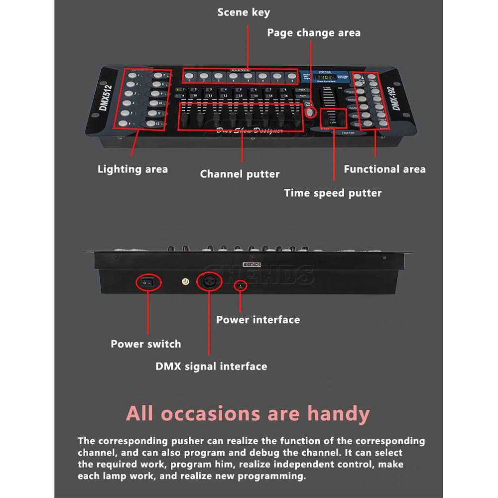 Stage Lightning Controller LCD Screen DMX Console DJ Equipment Perlengkapan Pencahayaan Panggung