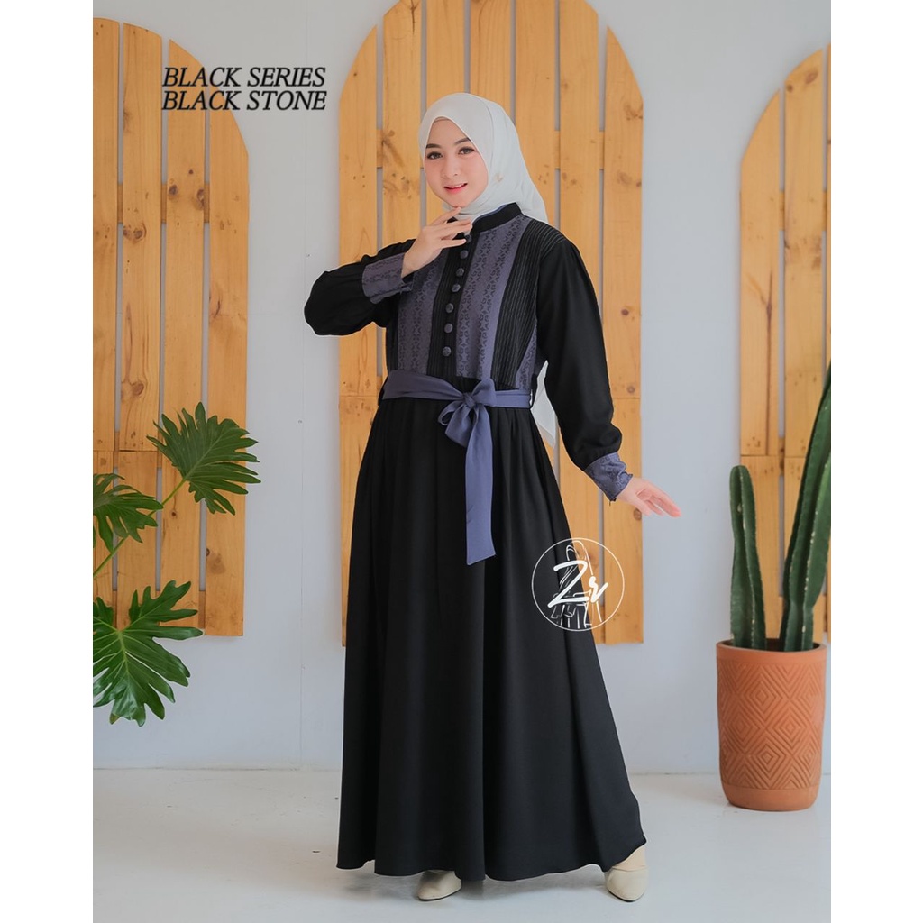 Black Series dan Yasmin dress by zr premium gamis polos basic harian selebgram busana muslim wanita ootd vintage DIY Korea style hangout persatuan komunitas