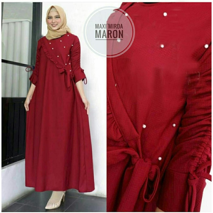 ZANZEA Dress Maxi Longgar Wanita O Neck Lengan Panjang Warna Polos Ada Ukuran Besar