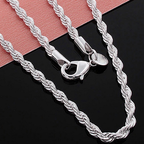 Hu Hu Hu Hu Hu Alat Bantu Pasang Kacamata♡ Kalung Rantai Sterling Silver 925 Model Twist Untuk Pria Dan Wanita