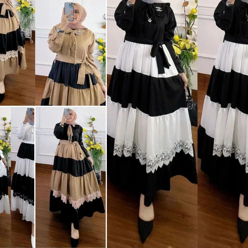 Terlaris Aurore Dress / Maxi Ceruty Babydoll / Dress Wanita Kekinian / Gamis Ceruty / Gamis Ceruty B