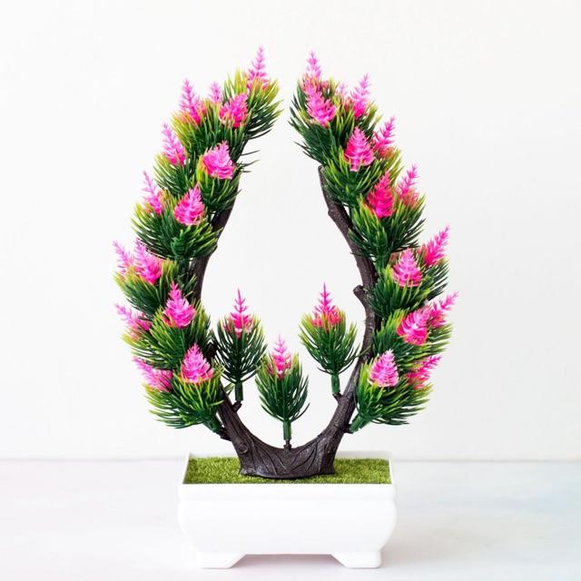 AM566 Bunga Plastik / Pajangan Bunga Artifisial / Vas petak-Pink